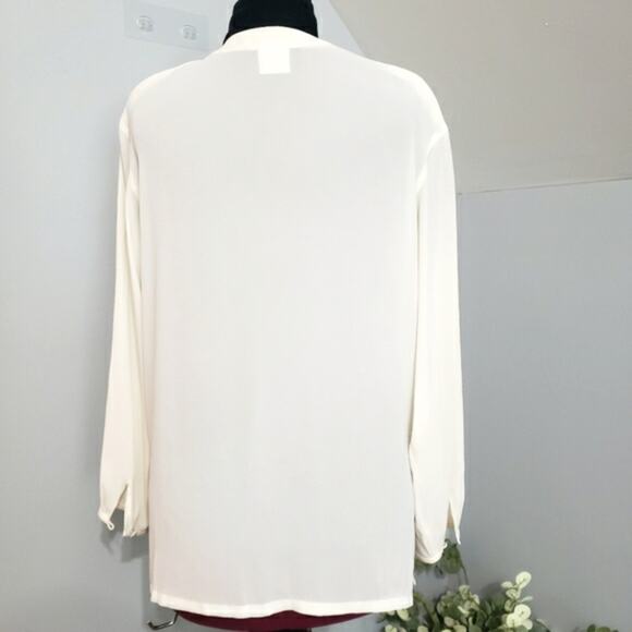 Jones New York Semi Sheer Button Loop Front Closure Chest Pocket Ivory Blouse 12 - Picture 3 of 9
